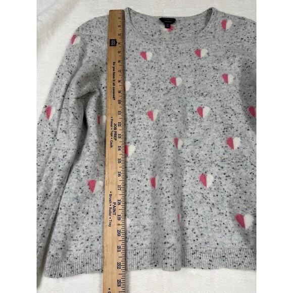 Talbots Sweater Women’s Size XL Gray Cashmere Speckled Heart Print - Picture 5 of 6